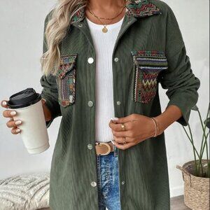 Green corduroy button up shirt